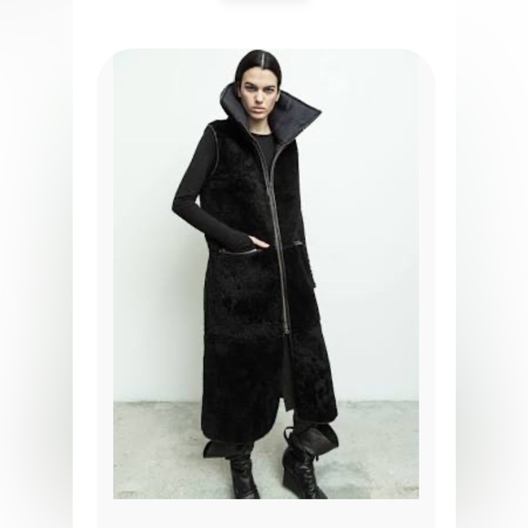 Nicholas K Jackets & Blazers - New Free People x Nicholas K Black Himalaya Sheep Fur Long Vest Coat Jacket sz M